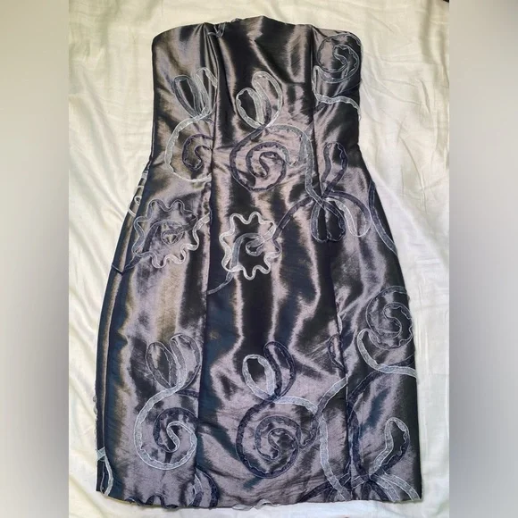 Jessica McClintock Elegant Strapless Gray Dress Size 6 - Picture 3 of 7